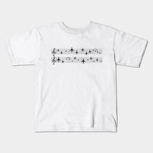 Music staff with airplanes Kids T-Shirt